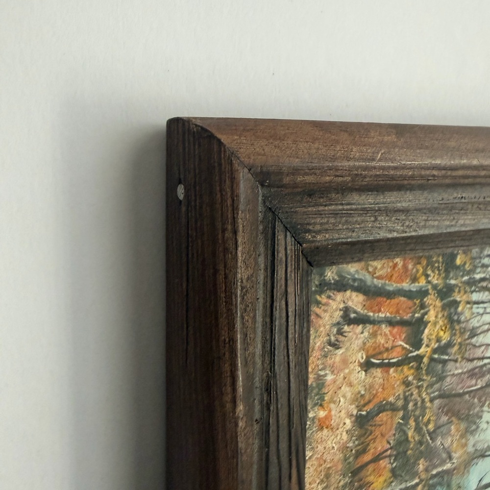 Vintage Original Painting Mini Art Framed 8”x6” Landscape Trees River Signed - Picture 2 of 7